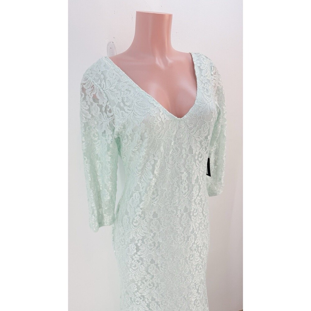 NWT Marina Women's Size 10 Mint Aqua Lace Sleeveless A-Line Maxi Dress Gown Prom - Picture 3 of 16
